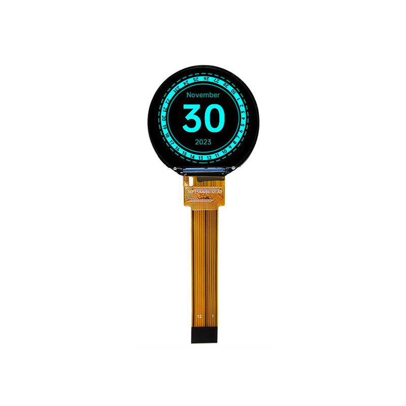 0.99-inch circular OLED display with 128×115 resolution and SPI 4 interface